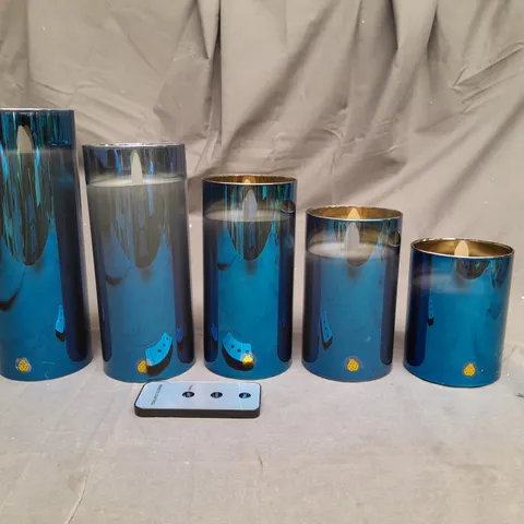 SET OF 5 LED FLAME CANDLE LIGHTS WITH REMOTE BLUE
