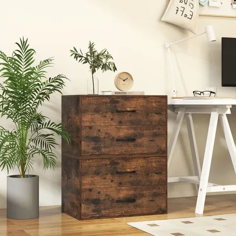 BOXED COSTWAY 2 DRAWER RUSTIC BROWN STACKABLE DRESSER