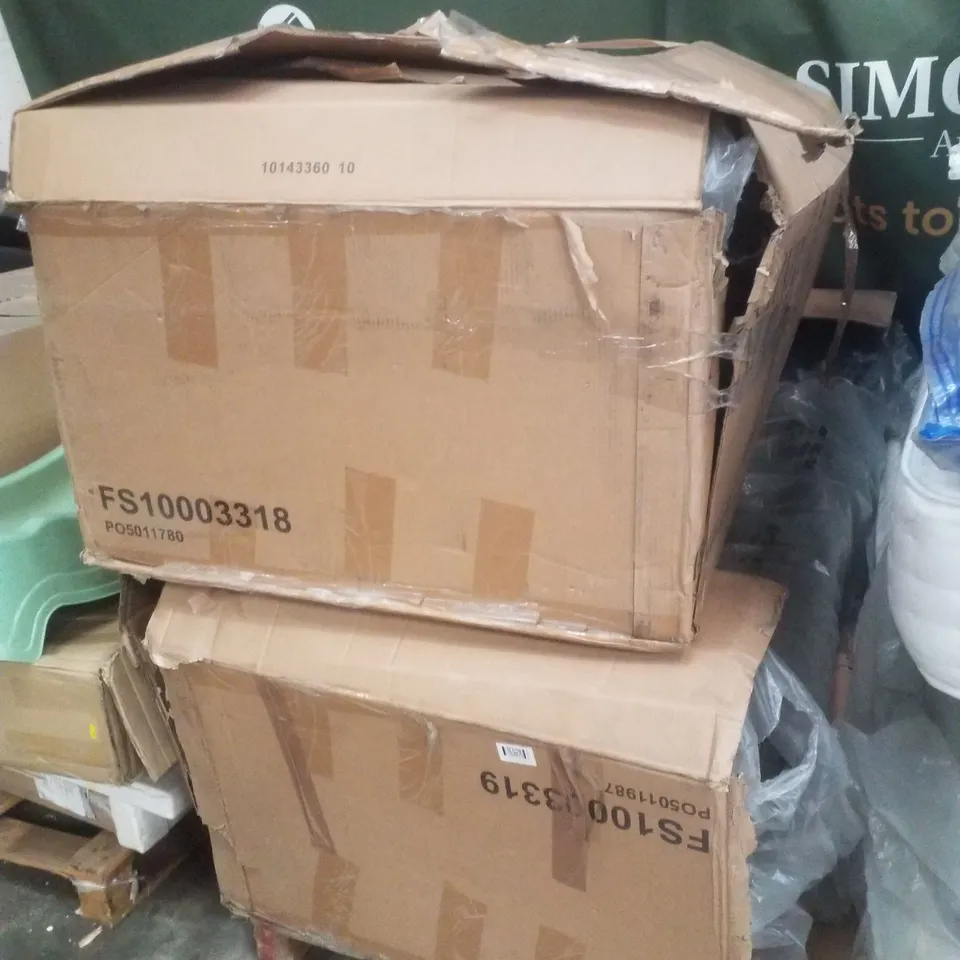 PALLET CONTAINING 2 ASSORTED GREY LEATHER SOFAS