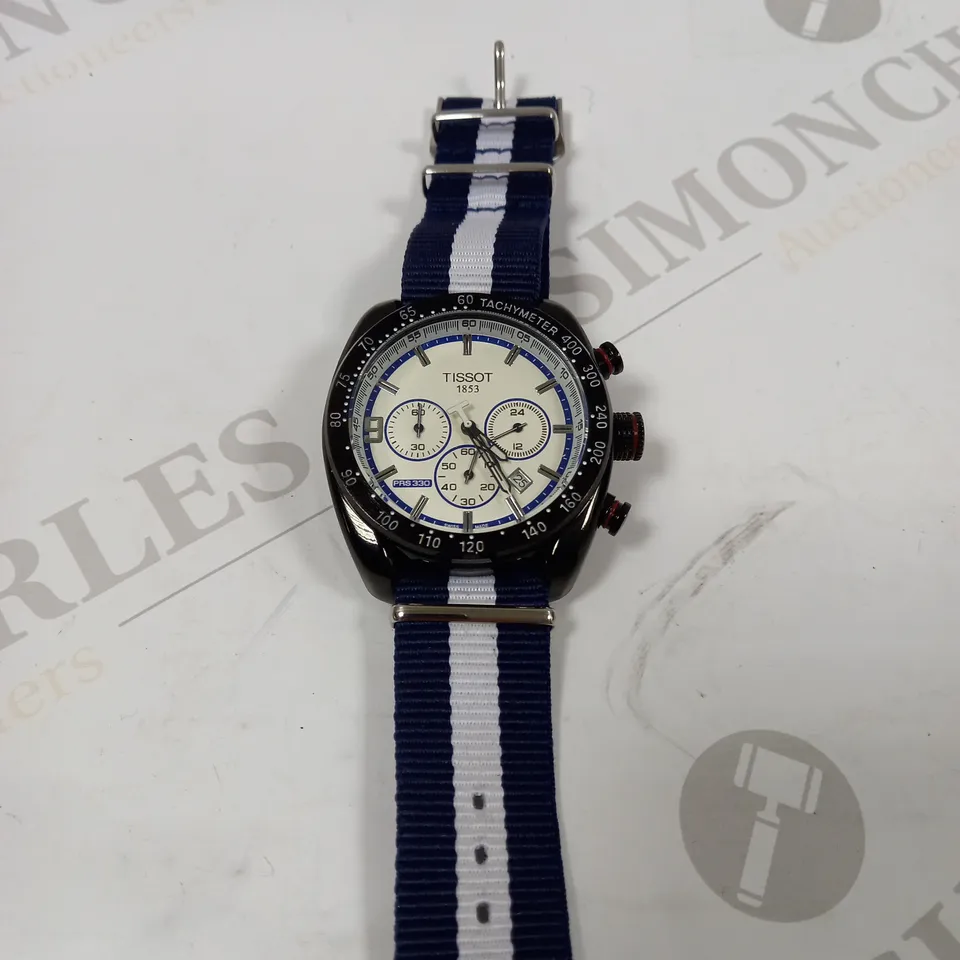TISSOT BLUE/WHITE FABRIC STRAP CHRONOGRAPH WATCH