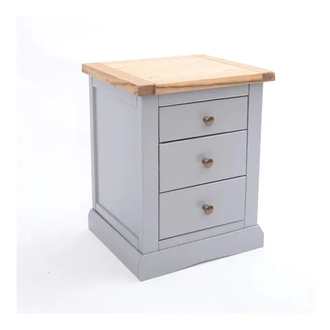 BOXED MILIAN 45CM W SOLID + MANUFACTURED WOOD BEDSIDE TABLE - DARK GREY & WAX (1 BOX)