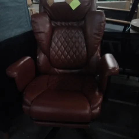 OFFICE CHAIR WITH HIGH BACK AND LUMBAR SUPPORT – BROWN UPHOLSTERY