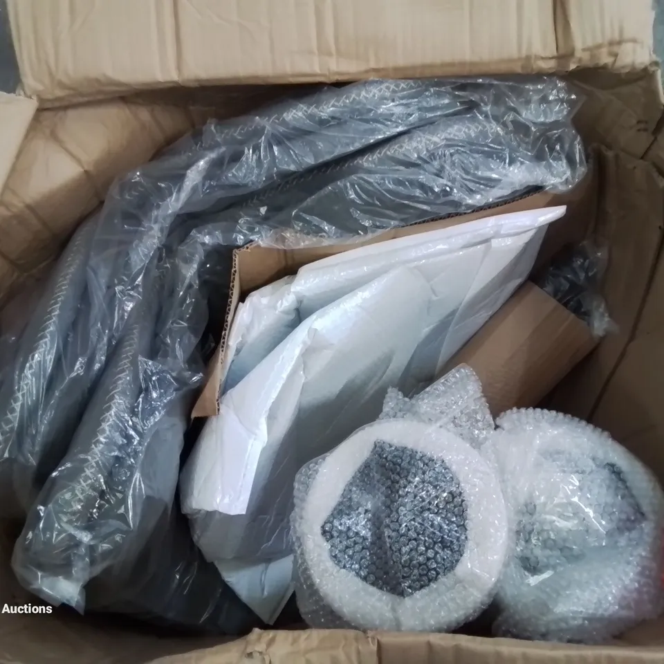 A BOXED PAIR OF SOFT CUSHION UPHOLSTERED GREY DINING STOOLS