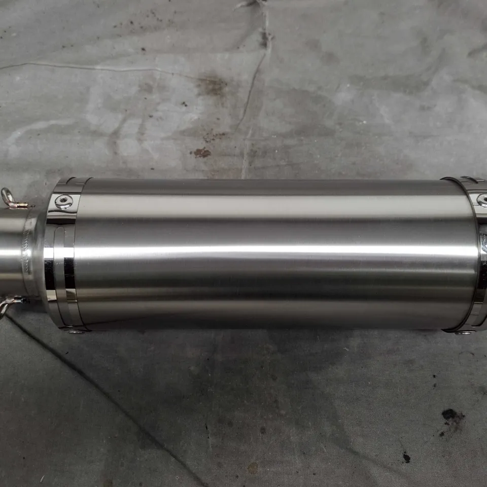 Stainless steel exhaust silencer – cylindrical with clamp bands