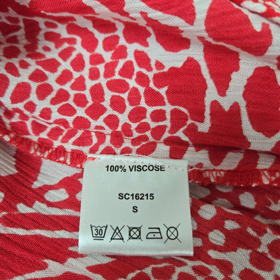 PURE & NATURAL RED ANIMAL-PRINT VISCOSE DRESS, UK SIZE S (SC16215)