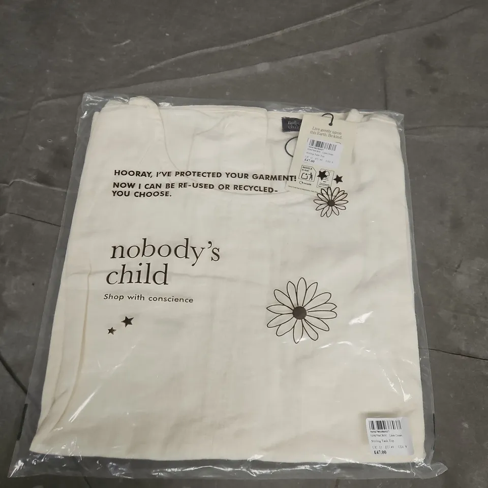 NOBODY'S CHILD STIRLING TANK TOP - LINEN CREAM, UK 12