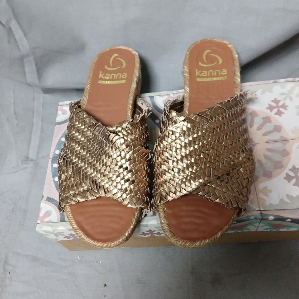 KANNA DULCE-TRENZ BRONZE WOVEN SANDALS – UK 4 (EU 37)