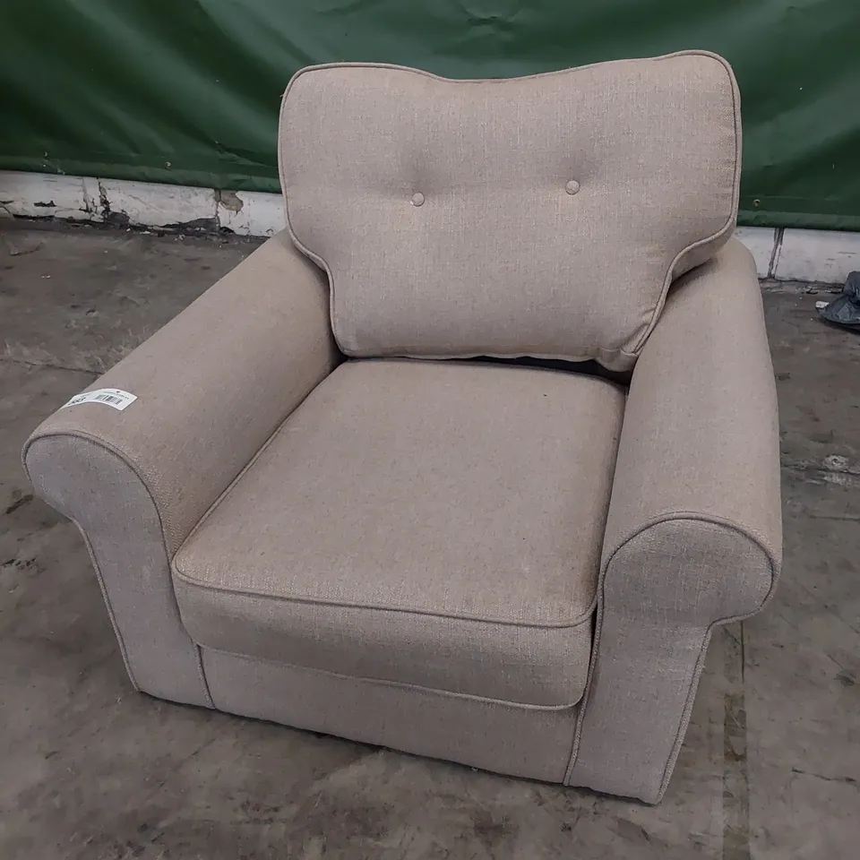 DESIGNER EASY CHAIR FAWN FABRIC 