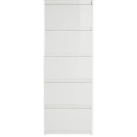 LAYTON GLOSS 5 DRAWER NARROW CHEST - WHITE - COLLECTION ONLY