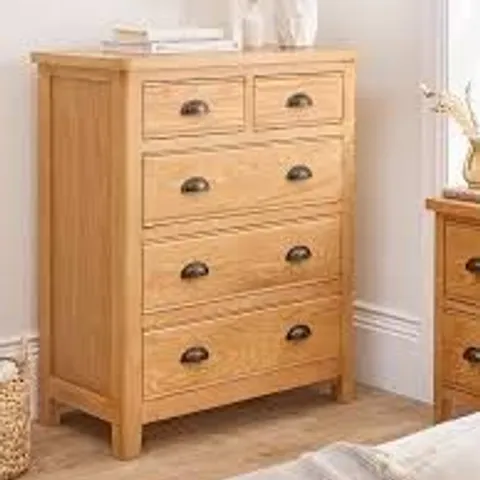 BOXED ASHWIN READY ASSEMBLED 2 + 3 DRAWER CHEST - CONTAINS SOLID WOOD (1 BOX)