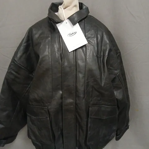 SISTER & SEEKERS JARGON OVERSIZED FAUX LEATHER JACKET - M