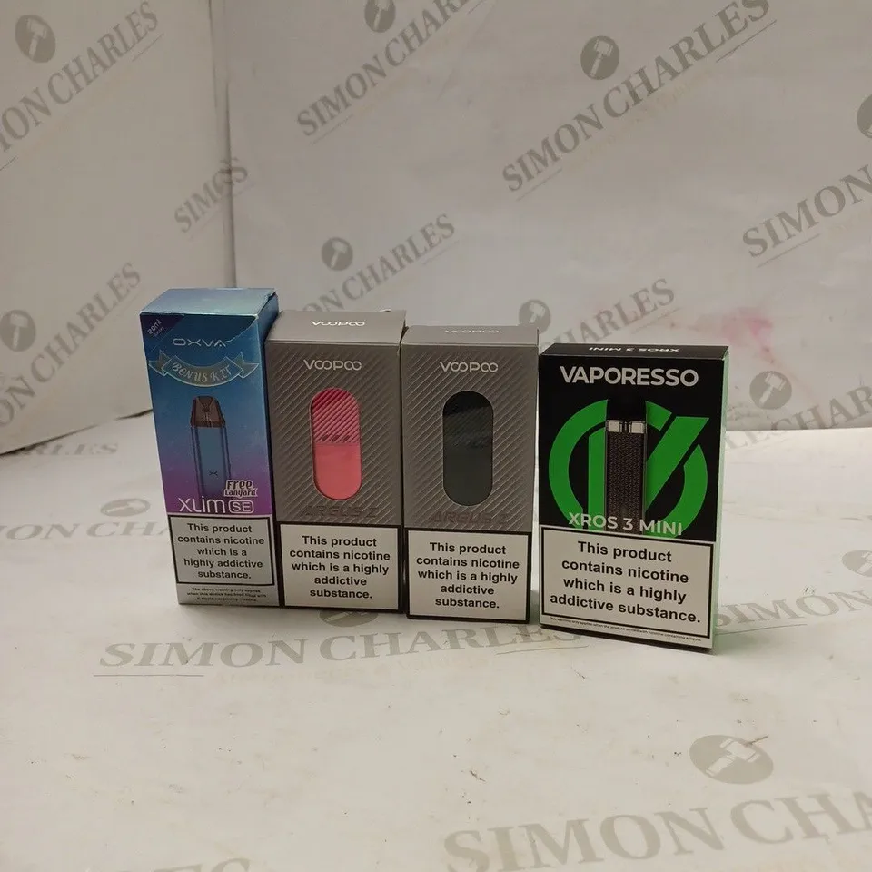 BOX OF APPROX 10 ITEMS TO INCLUDE OXVA XLIM SE, VOOPOO ARGUS Z, VAPORESSO XROS 3 MINI.