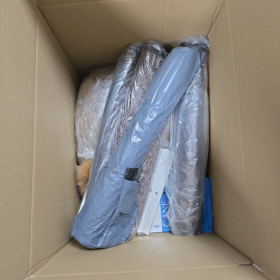 LARGE QUANTITY OF ASSORTED ITEMS TO INCLUDE CLEANING MOP, INDOOR RUG, TELESCOPIC WINDOW CLEANE , ETC - COLLECTION ONLY