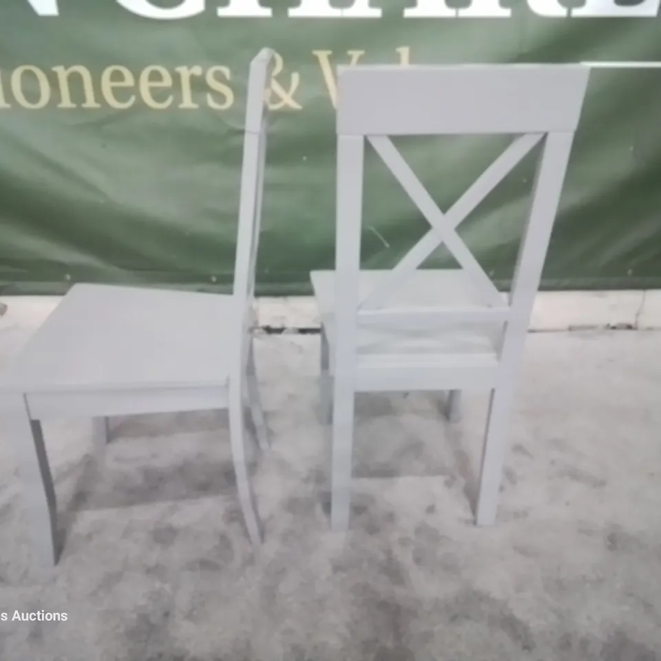 PAIR KENDAL GREY PAINTED DINING CHAIRS 