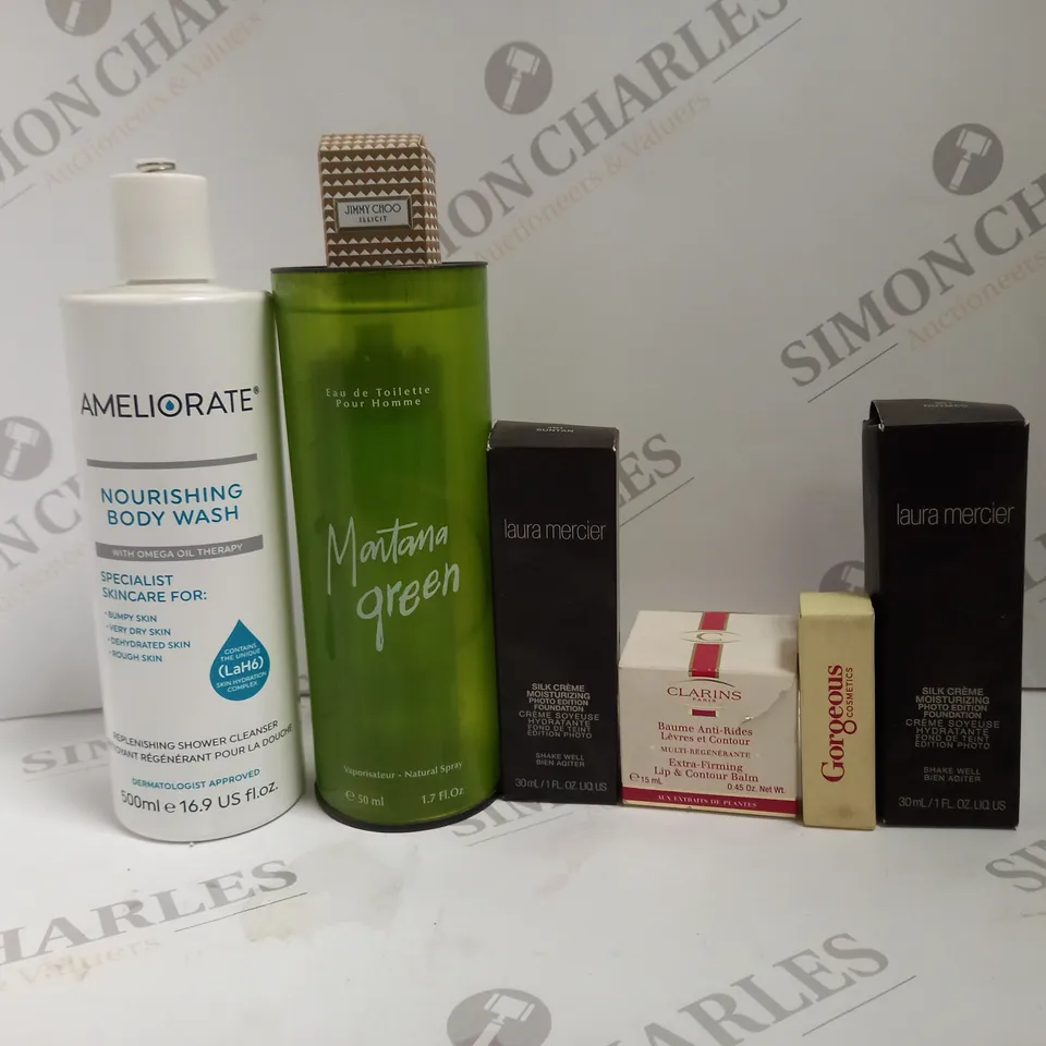 BOX OF APPROX 10 ASSORTED BEAUTY ITEMS TO INCLUDE CLARINS, AMELIORATE AND LAURA MERCIER 