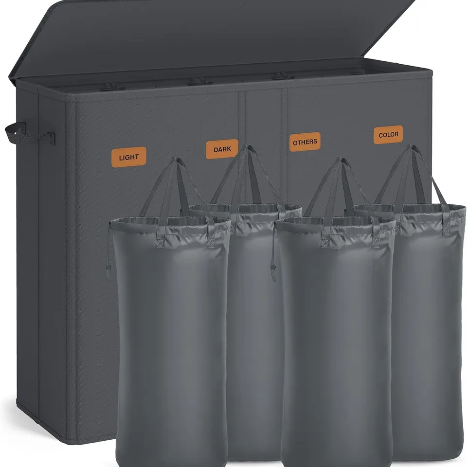 BOXED SONGMICS 55.4 GALLON (210 L) LAUNDRY HAMPER - DARK GREY 