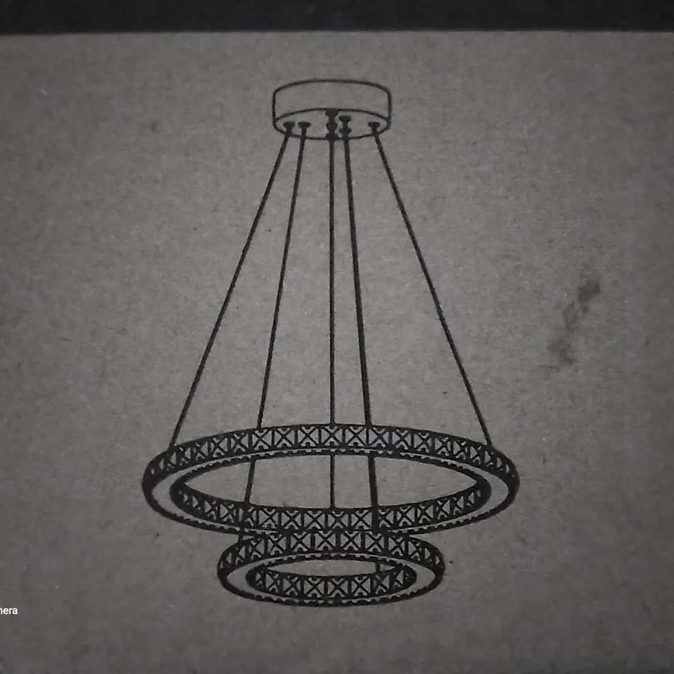BOXED MODERN K9 CRYSTAL LED CHANDELIER 3 RING TRIANGLE