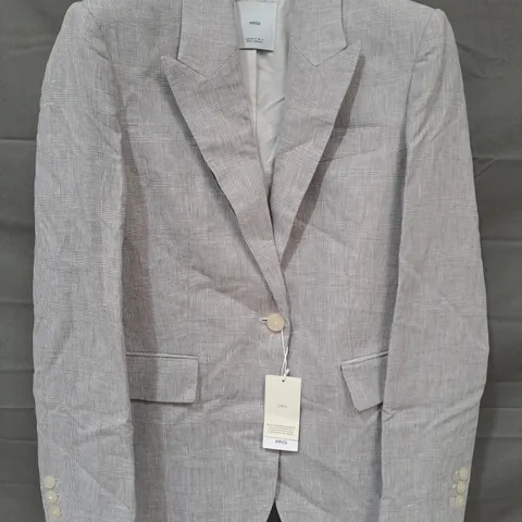 MNG WOMENS LINEN BLAZER JACKET IN GREY SIZE M