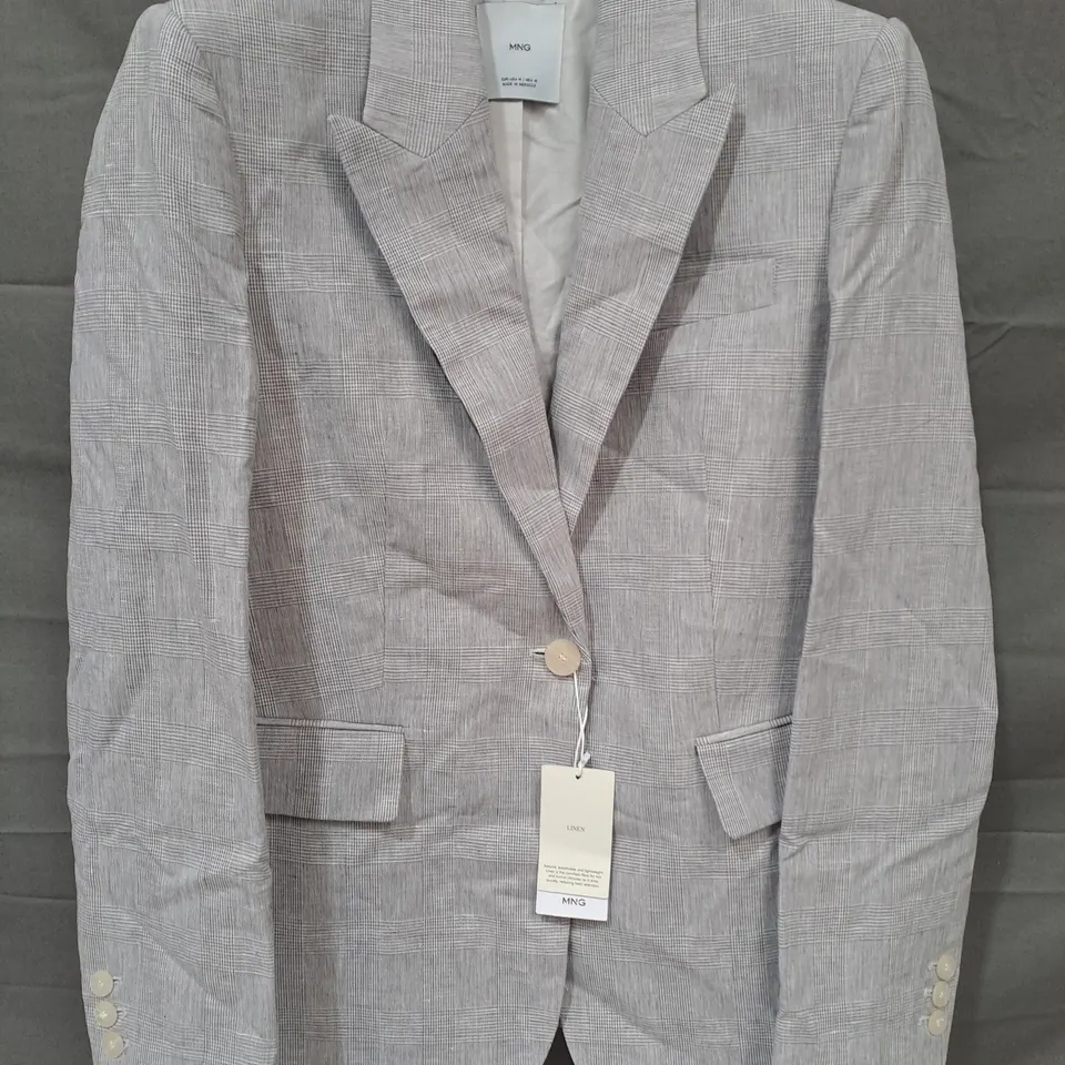MNG WOMENS LINEN BLAZER JACKET IN GREY SIZE M