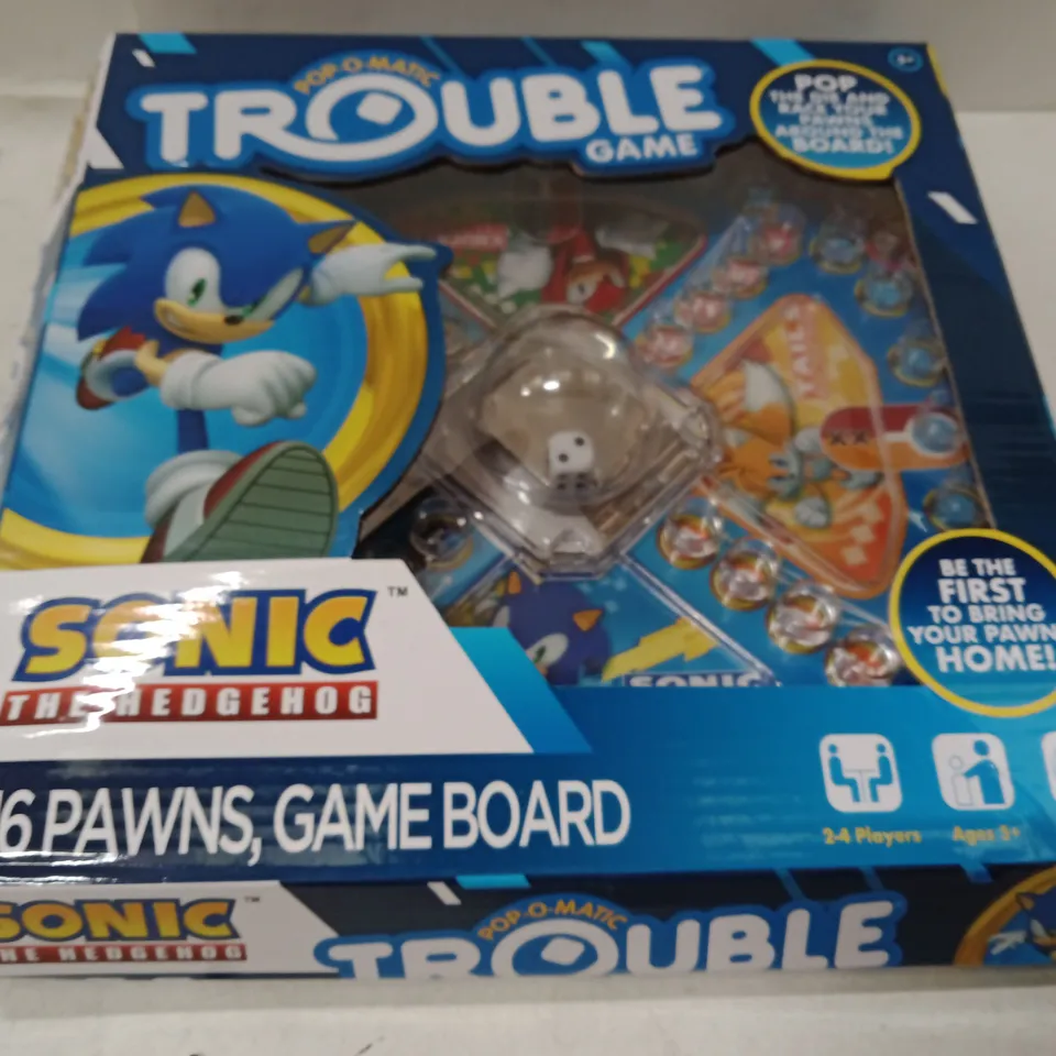 SONIC THE HEDGEHOG TROUBLE BOARD GAME – 16 PAWNS, BOXED