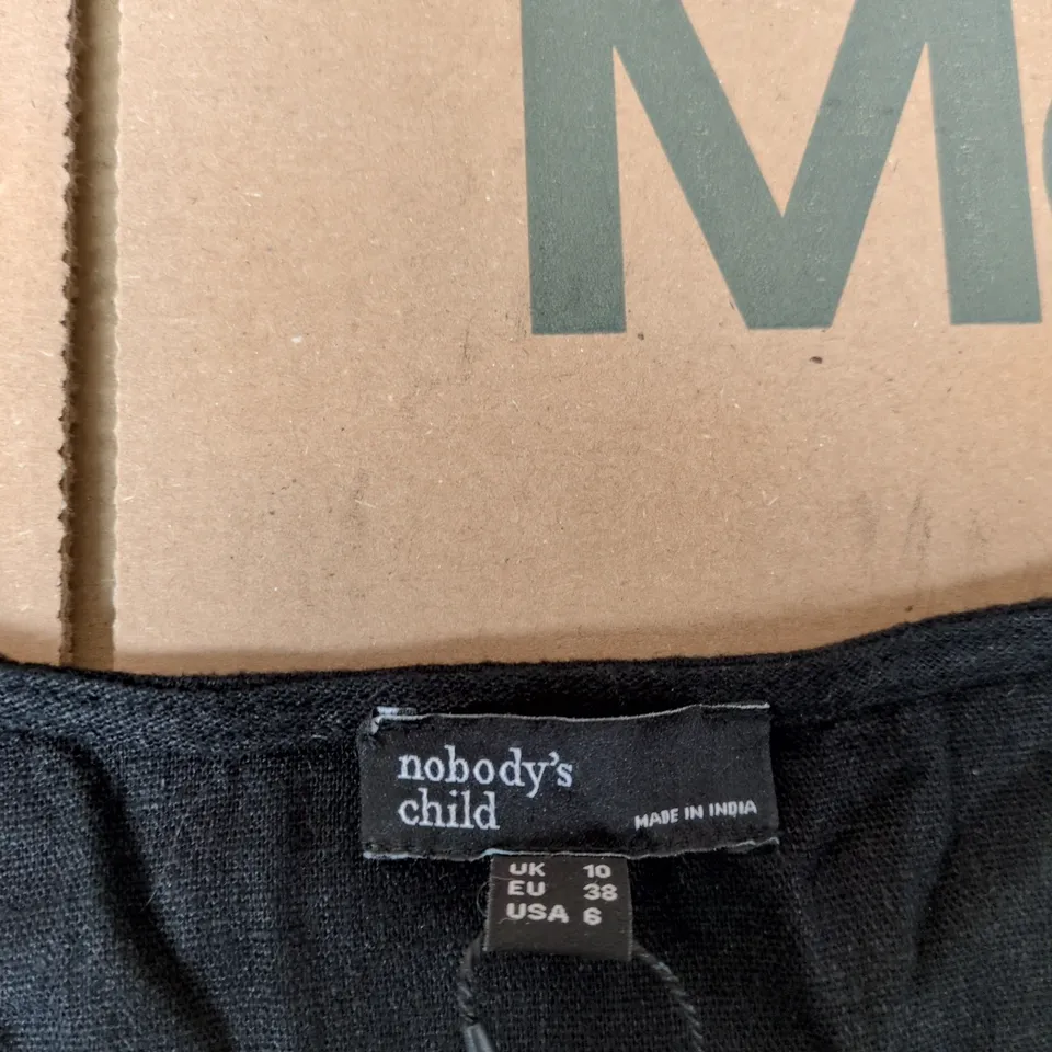NOBODY'S CHILD BLACK WRAP TOP – UK 10 (EU 38, US 6)