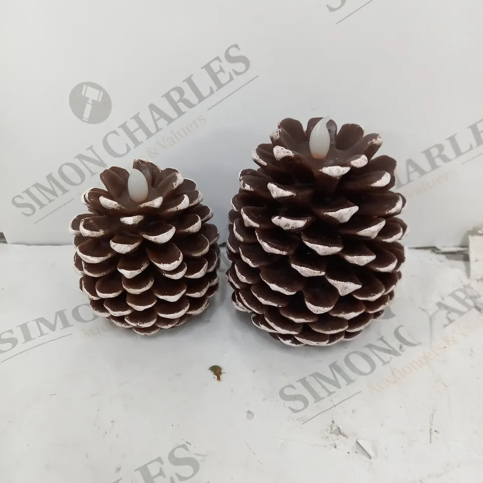 HOME REFLECTIONS SET OF 2 PINECONE FLAMELESS CANDLES