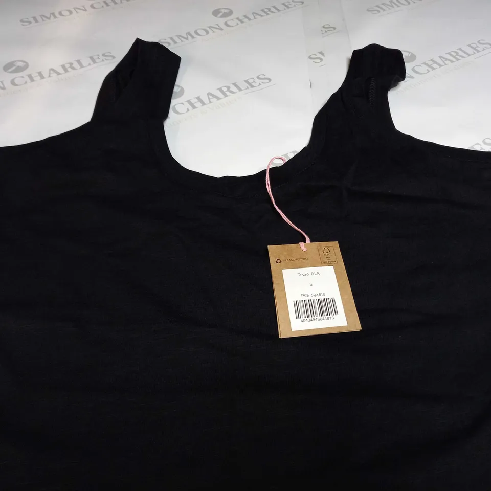 BODEN THIN CROP VEST TOP IN BLACK - SMALL