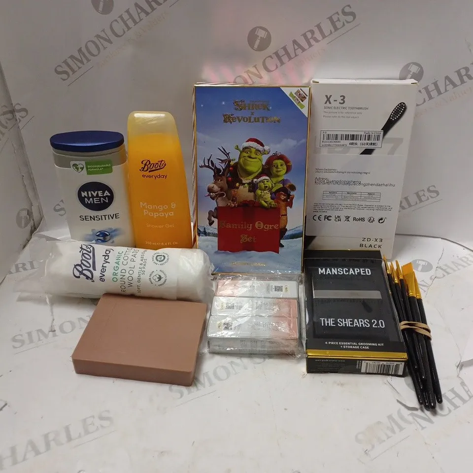 APPROXIMATELY 20 ASSORTED COSMETIC ITEMS TO INCLUDE NIVEA MEN, MANSCAPED AND ELECTRIC TOOTHBRUSHES