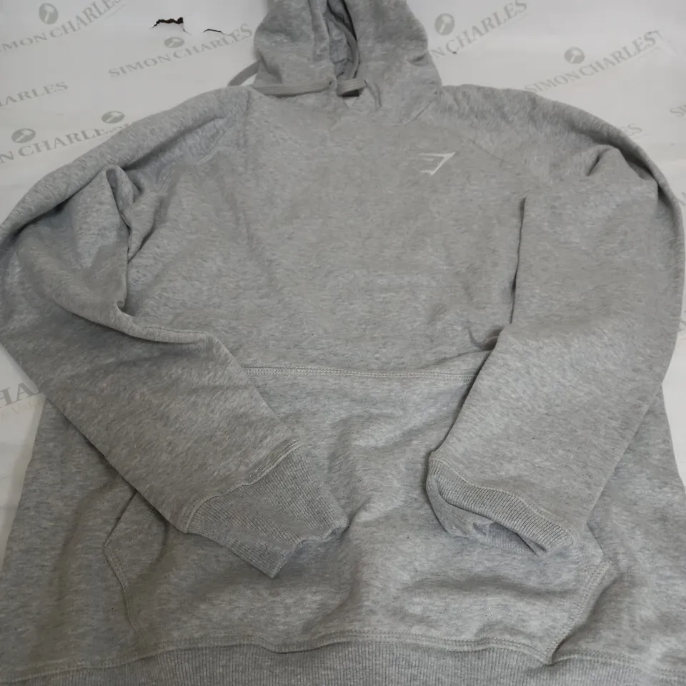 GYMSHARK LONG SLEEVE HOODIE IN GREY - SMALL