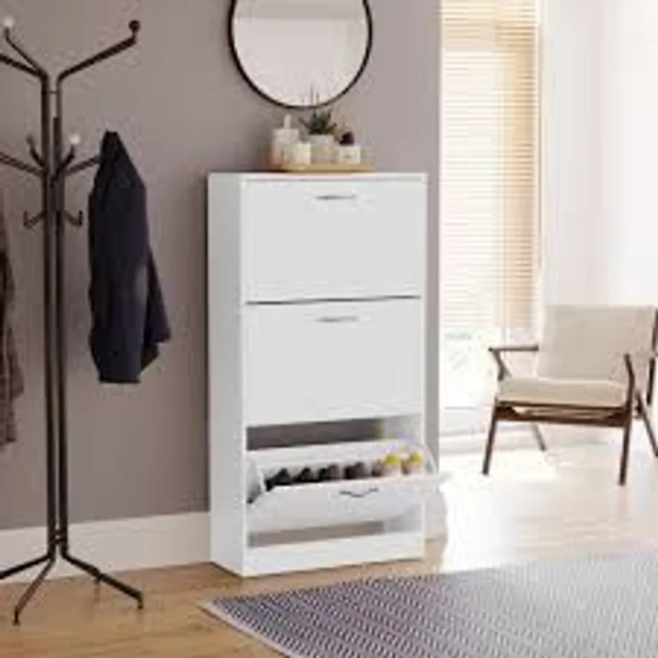 BOXED VIDA 3 DRAWER SHOE CABINET - WHITE (1 BOX)