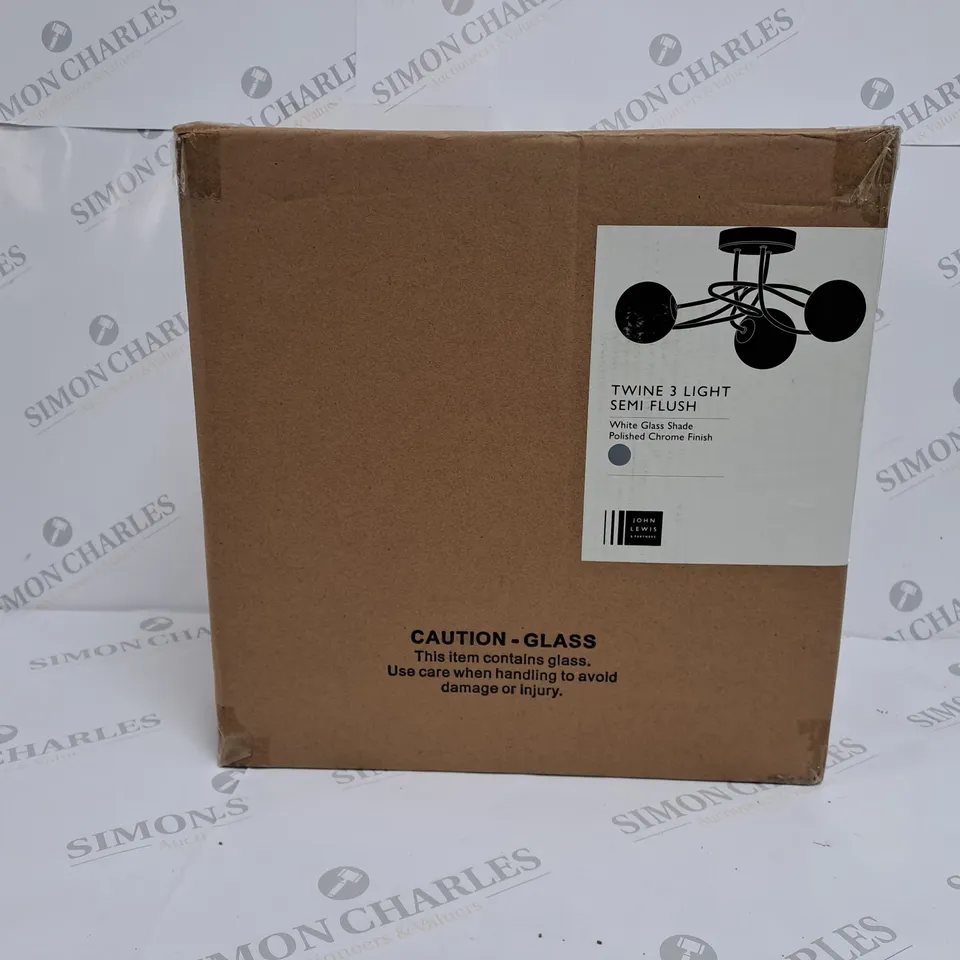 BOXED JOHN LEWIS TWINE 3 LIGHT SEMI FLUSH 