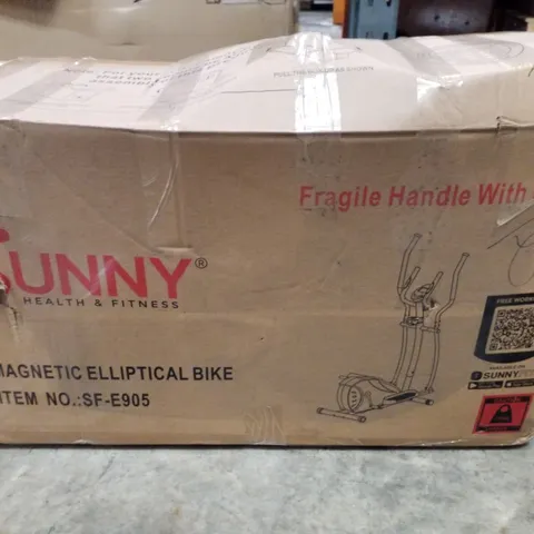 BOXED SUNNY HEALTH & FITNESS MAGNETIC ELLIPTICAL BIKE - SF-E905 - COLLECTION ONLY 