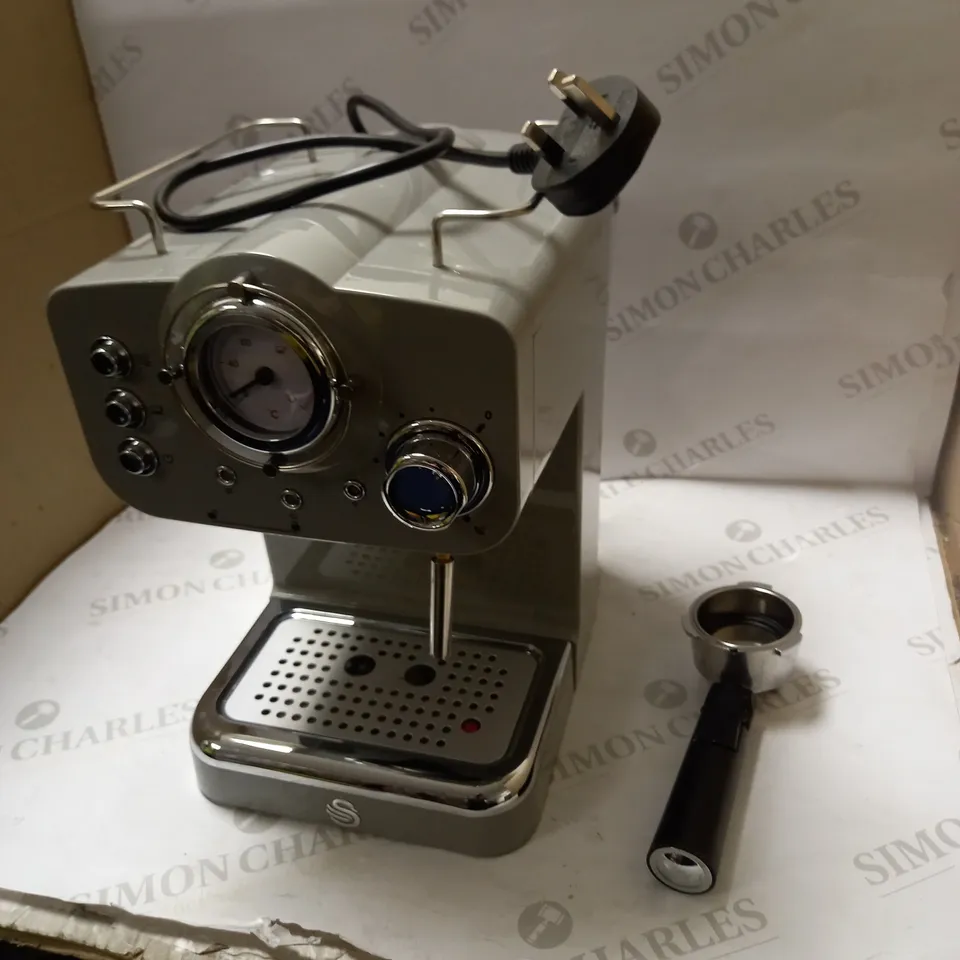 SWAN RETRO PUMP ESPRESSO COFFEE MACHINE - GREY