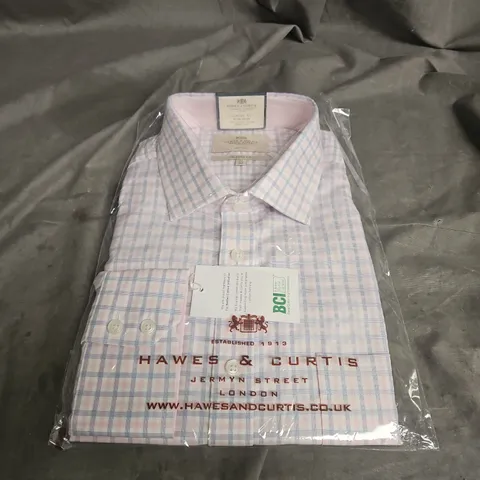 HAWES & CURTIS CLASSIC FIT SIMI CUTAWAY COLLAR SHIRT IN PINK/BLUE SIZE 18/36