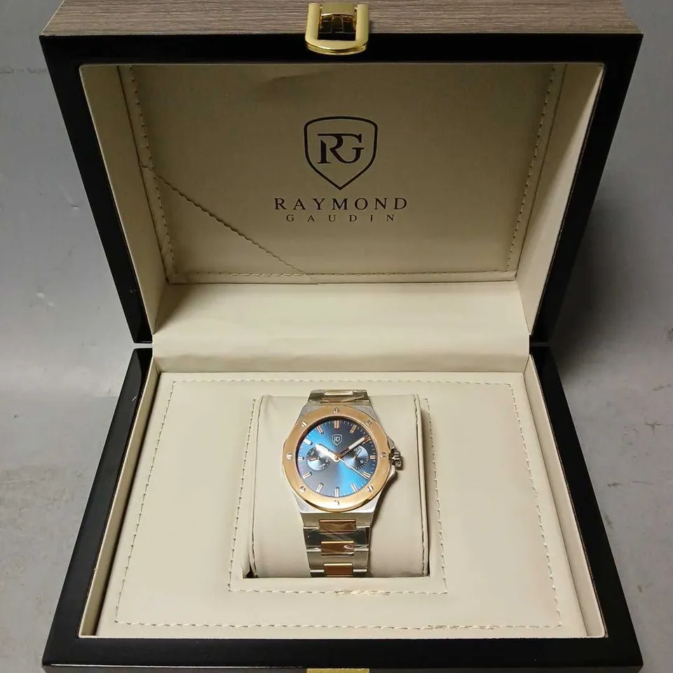 BOXED RAYMOND GAUXDIN WATCH WITH SUB BIALS RG300SWISS MADE WATCH 