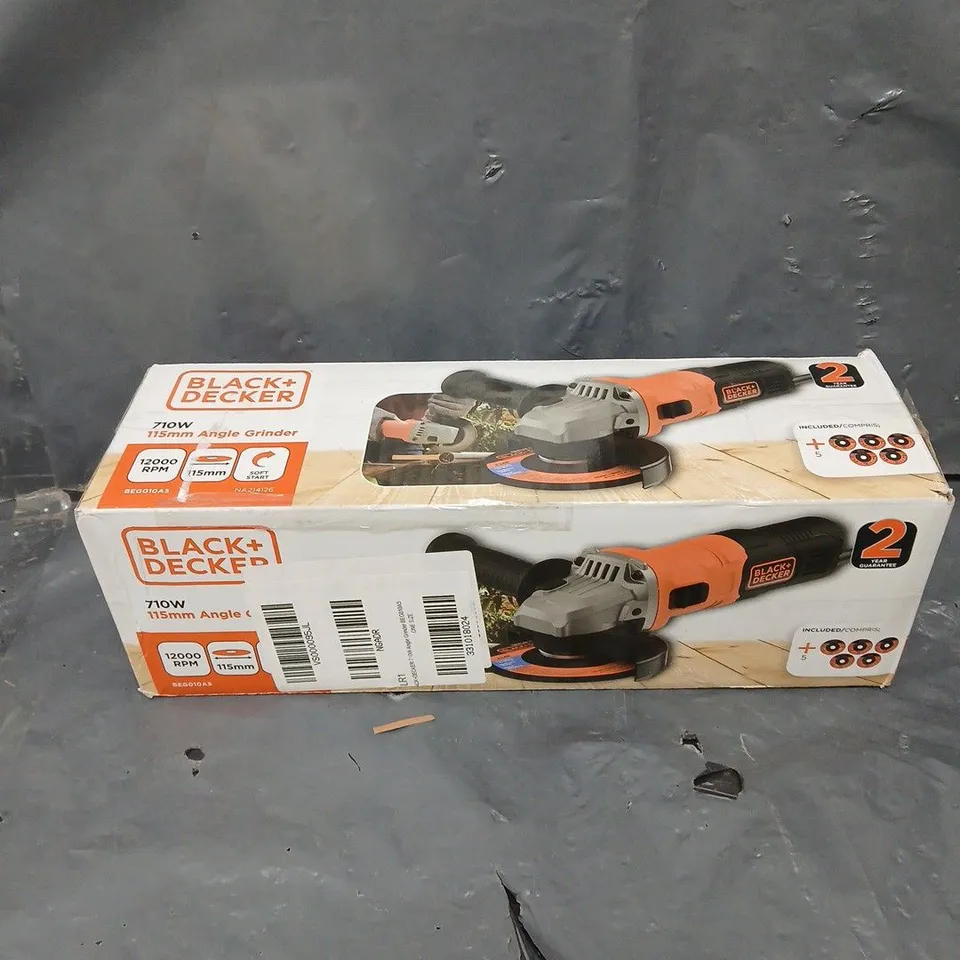 BOXED BLACK & DECKER 710W ANGLE GRINDER BEG010A5-GB