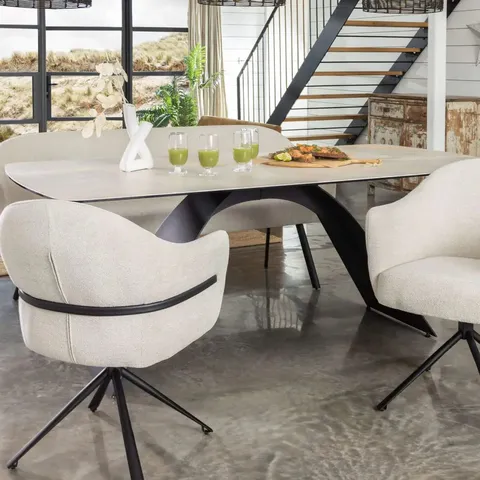 BOXED SERENA 200CM RECTANGULAR CERAMIC DINING TABLE (3 BOXES)
