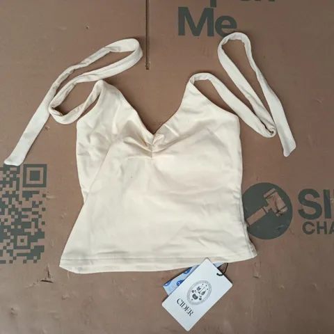 CIDER CREAM SATIN TANK TOP WITH TIE STRAPS SIZE XXS
