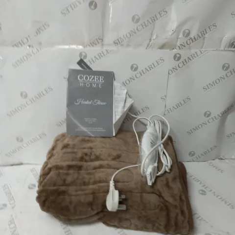 COZEE HOME VELVETSOFT HEATED THROW IN DARK TAUPE