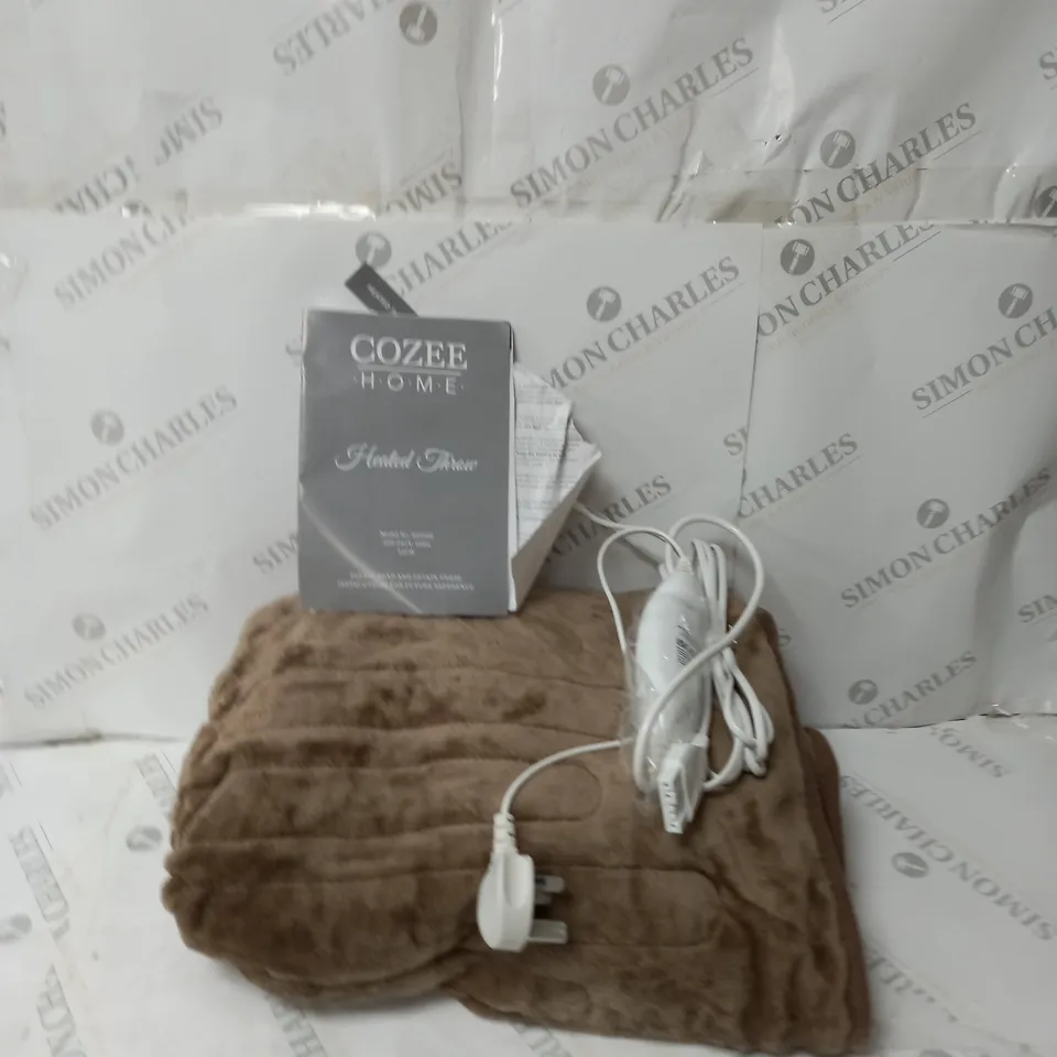COZEE HOME VELVETSOFT HEATED THROW IN DARK TAUPE