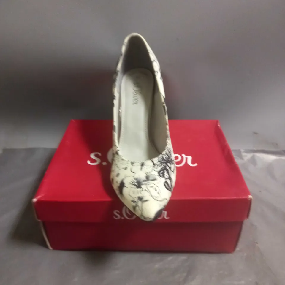 S.OLIVER LADIES HIGH HEELED COURT SHOES BLACK FLOWER DESIGN SIZE EU 40
