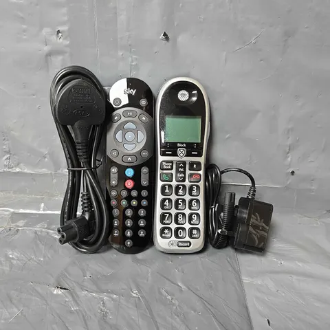 APPROXIMATELY 10 ASSORTED ITEMS TO INCLUDE - SKY REMOTE , BT BLOCK PHONE ETC