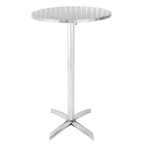 BOXED BOLERO ROUND FLIP TOP POSEUR TABLE STAINLESS STEEL 600MM