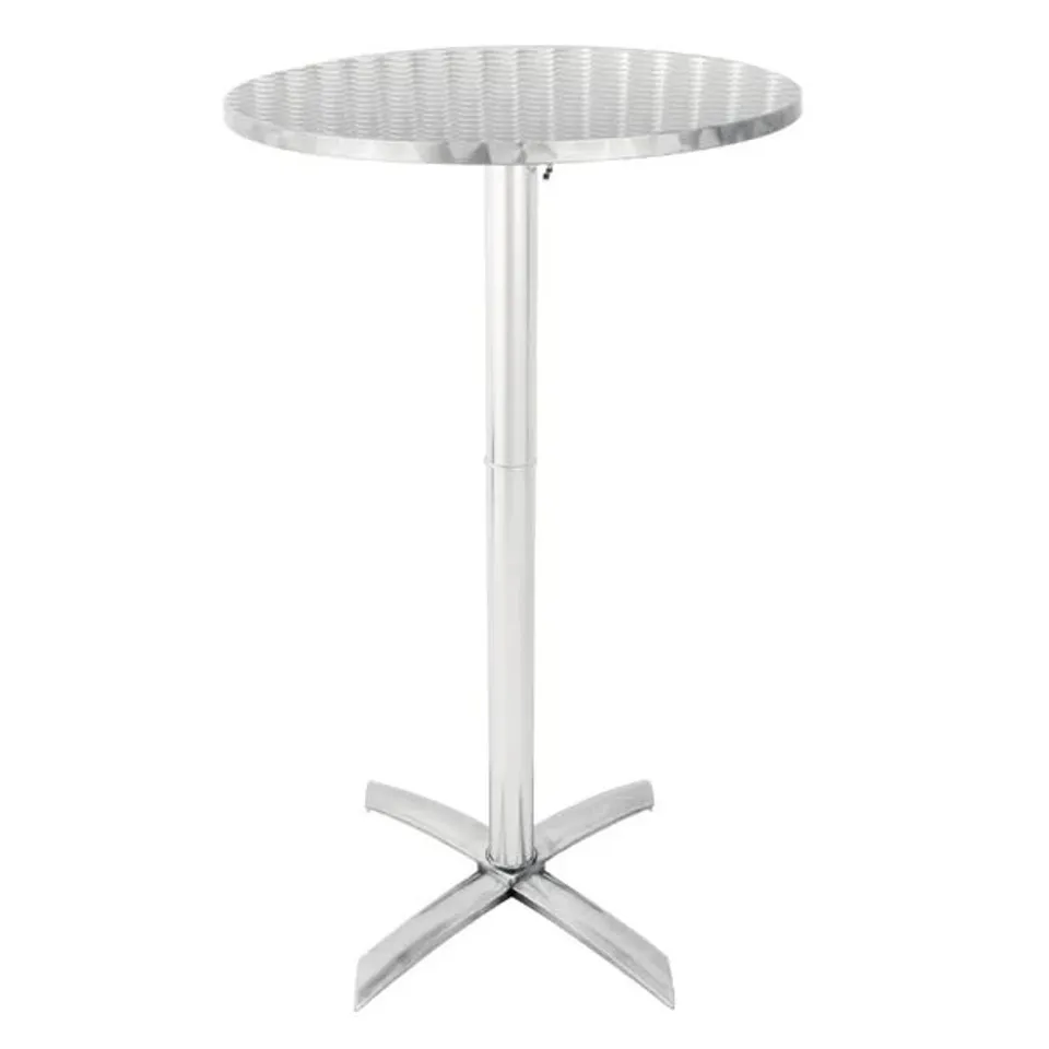 BOXED BOLERO ROUND FLIP TOP POSEUR TABLE STAINLESS STEEL 600MM