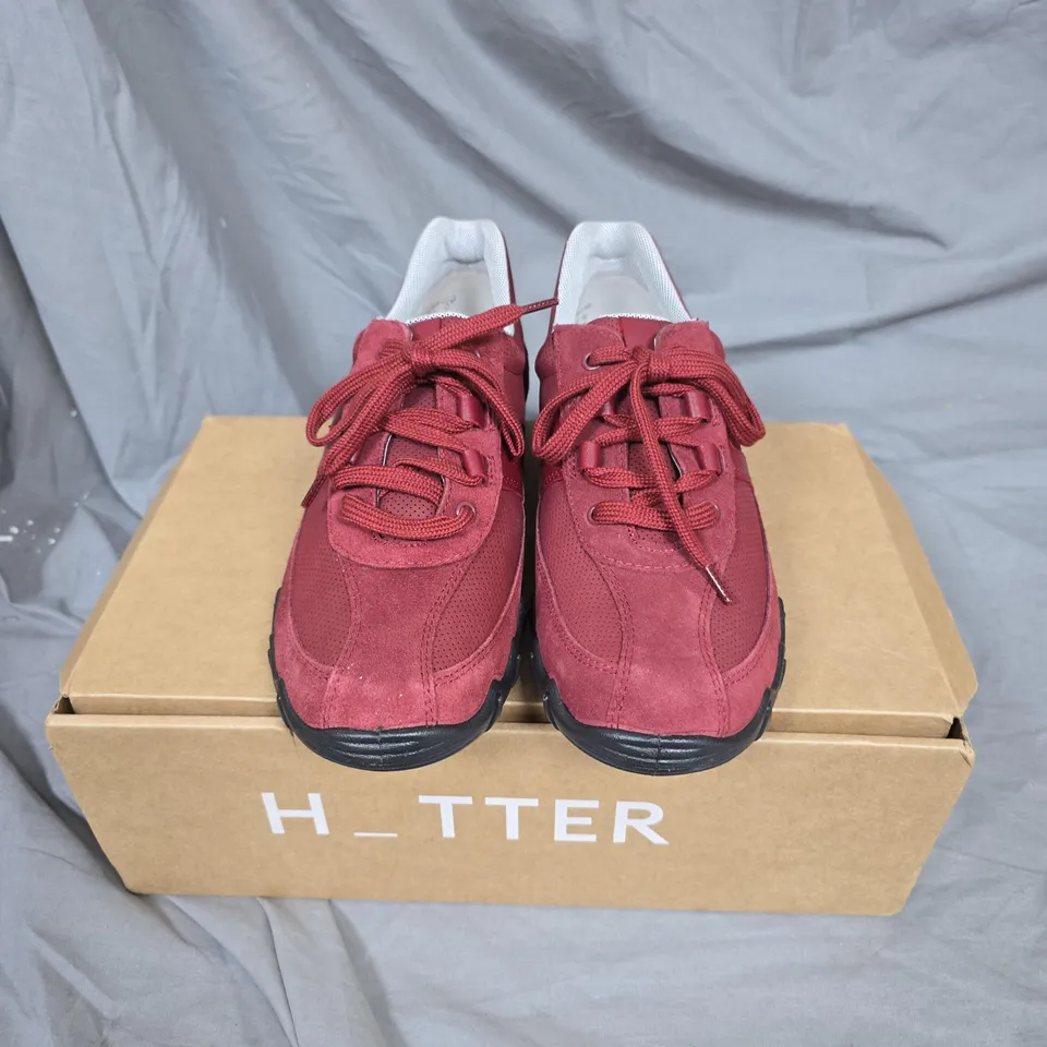 HOTTER WOMEN'S RED TRAINERS - UK 6.5 - SUEDE & MESH UPPER