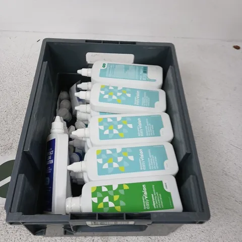 APPROXIMATELY 20 ITEMS INCLUDING EYE DISINFECTANT, CONTACT LENS SOLUTION