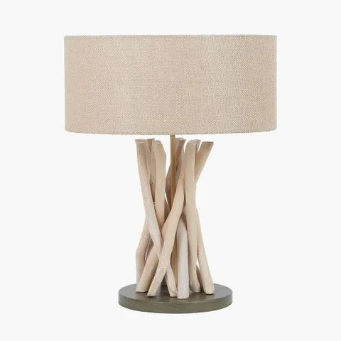 BOXED DERNA DRIFT WOOD & NATURAL JUTE TABLE LAMP