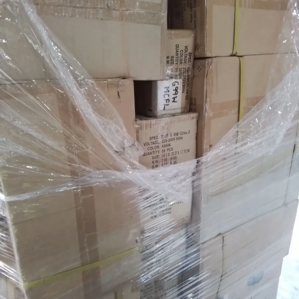 PALET OF APPROXIMATELY 55 MULTI PACK BOXES TO OF SUNBEAM LIGHTING TO INCLUDE- 3000K WARMWHITE , 4000K COOLWHITE LOW ENERGY,  3000K WARMWHITE LOW ENERGY COMPACT - COLLECTION ONLY 