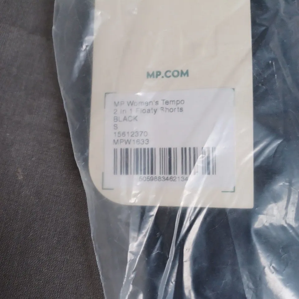 MP WOMEN'S TEMPO 2 IN 1 FLOATY SHORTS – BLACK, UK SIZE S 