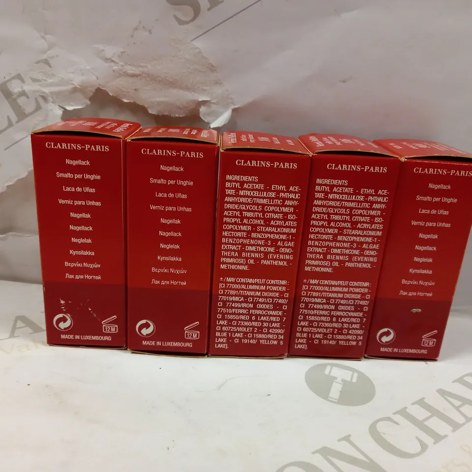 LOT OF 5 CLARINS VERNIS MULTI ECLAT NAIL COLOUR 223 SHIMMERING PINK NIB